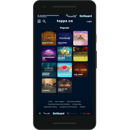 Toppz casino app